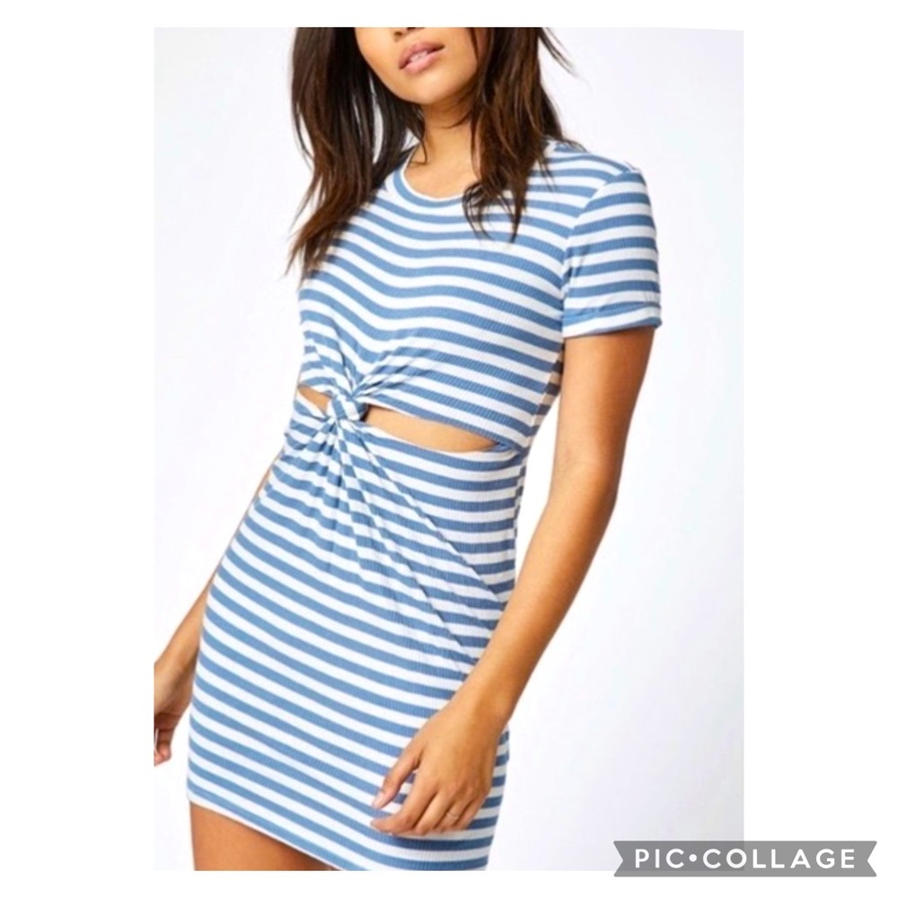 Pac Sun LA Hearts Blue and White Cut Out Dress Size Large